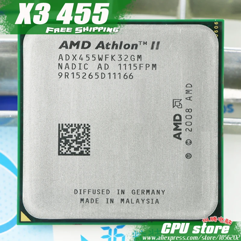 Процессор AMD Athlon II X3 455 процессор трехъядерный(3,3 ГГц/95 Вт/2000 ГГц) разъем am3 am2+ 938 pin 450 445