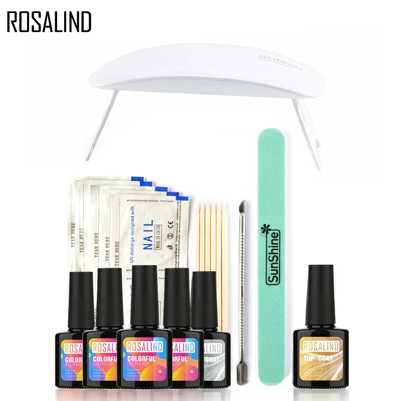 ROSALIND 4 шт. 10 мл УФ-гель + верхнее базовое пальто SUNmini гель для замачивания ногтей