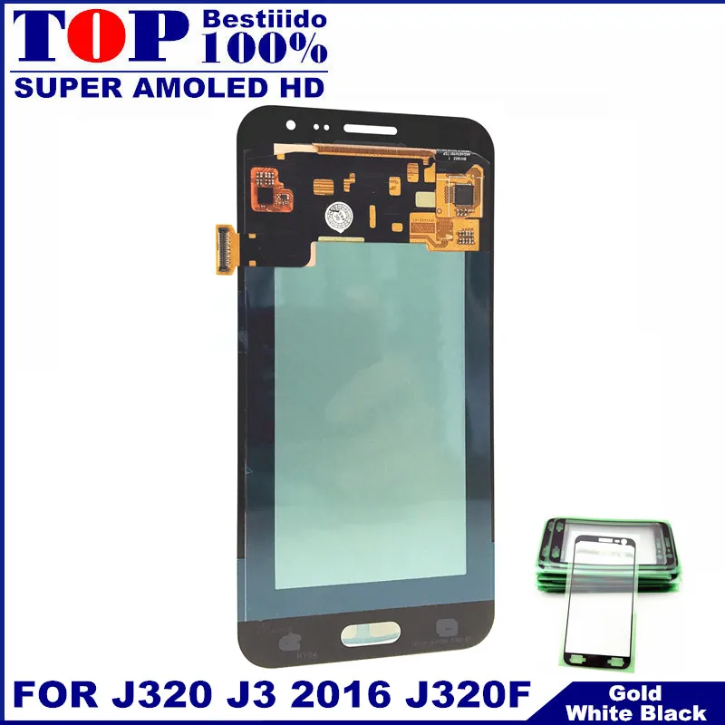 Для samsung Galaxy AMOLED J3 J320 J320F J320H J320FN ЖК-дисплей кодирующий преобразователь сенсорного экрана в сборе с регулировкой яркости
