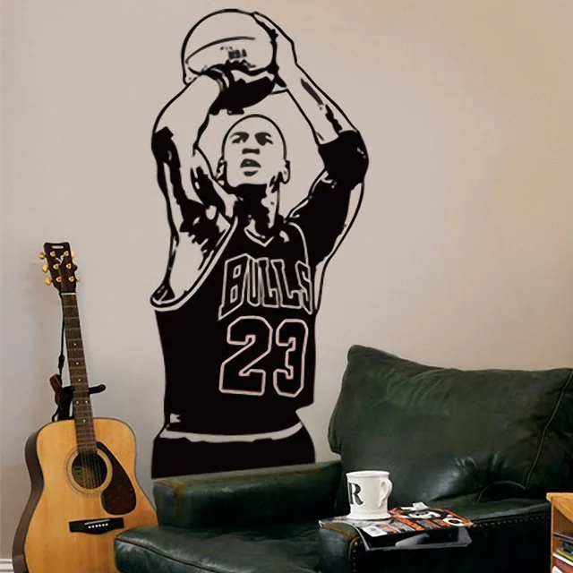 

Free shiping diy Michael Jordan Basketball Shoot Art Wall Sticker Vinyl Decal home decoration Art removable wall stickers