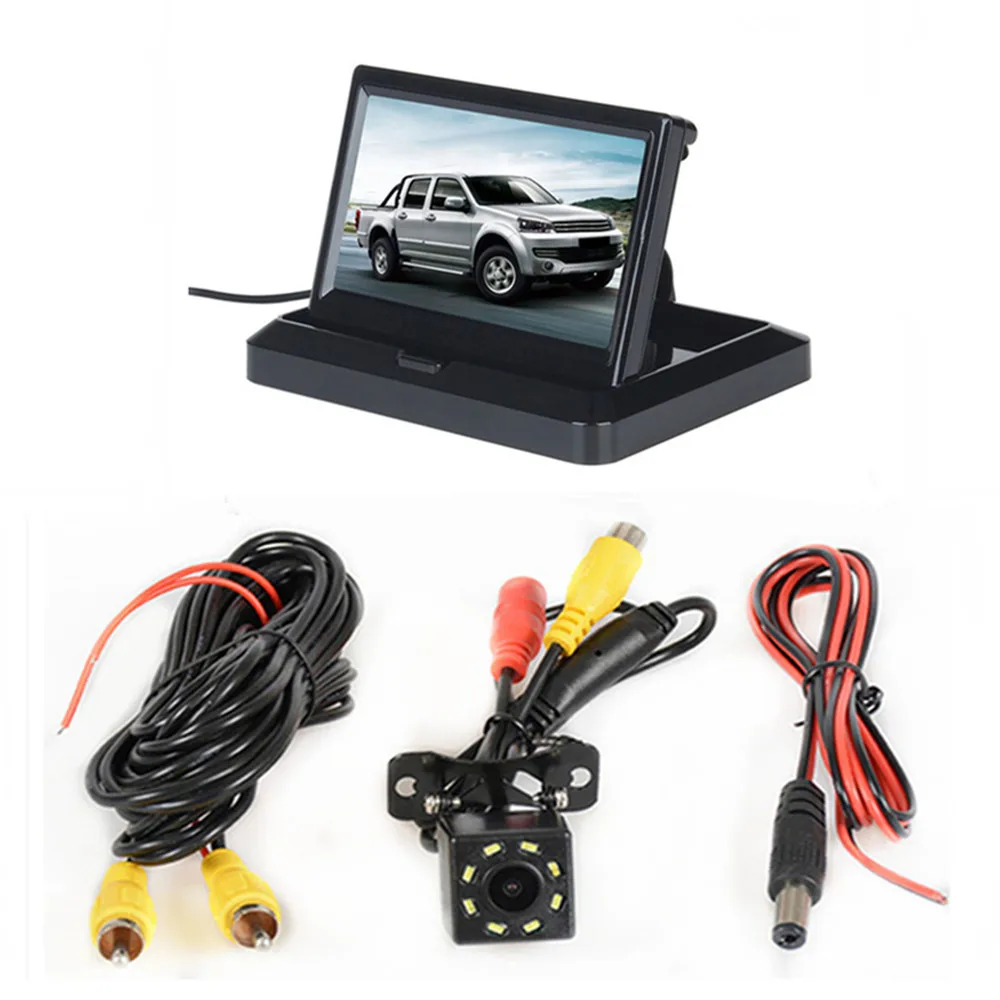 With camera wired04 Складной " TFT LCD HD800* 480 экран автомобильный монитор заднего вида парковочный монитор с 2 видео входом, камера заднего вида(опционально - Цвет: With camera wired04