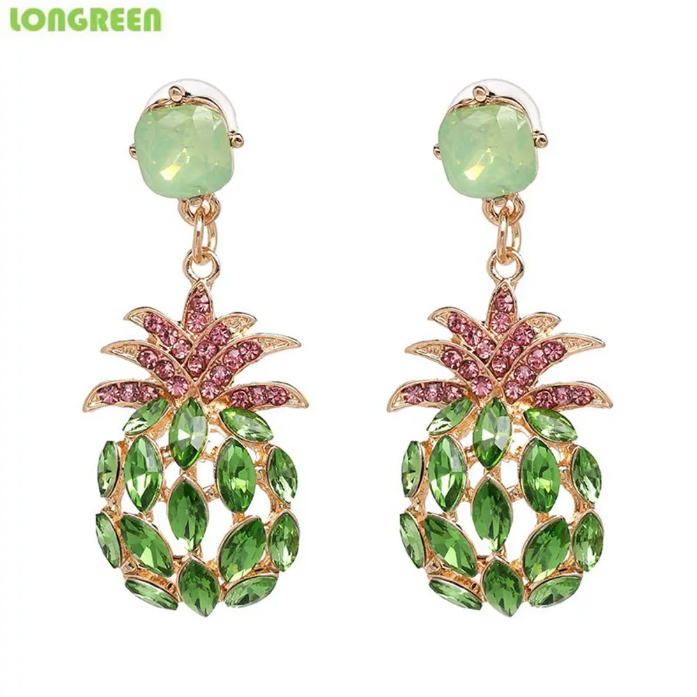 Женские модные серьги с ананасовым горным хрусталем роскошные из органита для