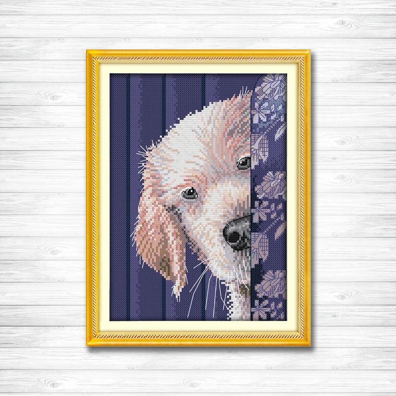 Милая собака сделай сам мультяшная живопись напечатанная на холсте DMC 14CT 11CT