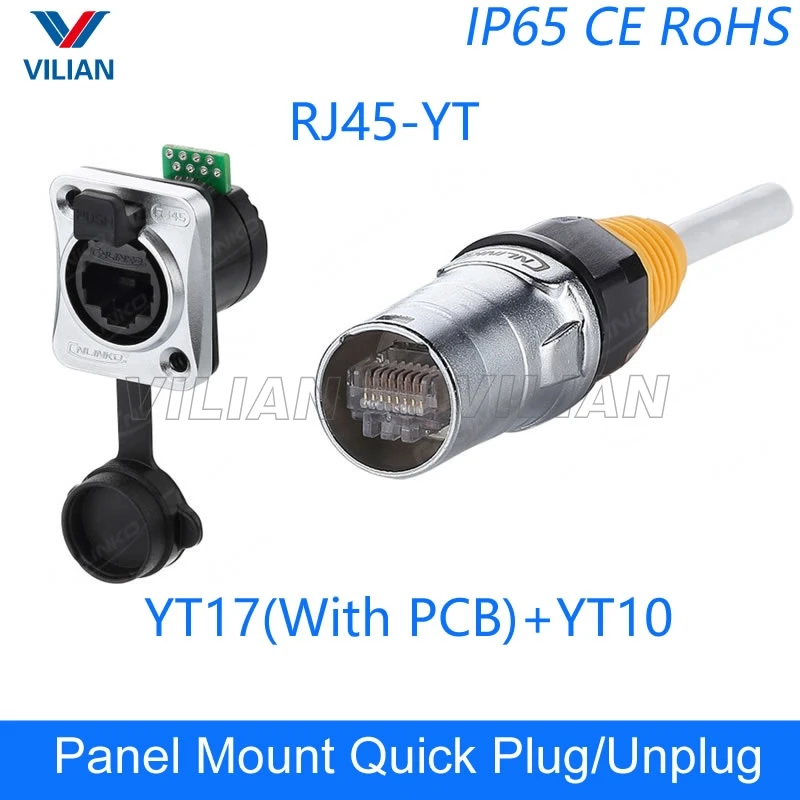 YT10 and YT17 RJ45 розетка винт тип CAT5E водонепроницаемый разъем панель крепление Металл ethernet PCB сетевой разъем Cnlinko 8P8C 10 единиц - Цвет: YT10 and YT17