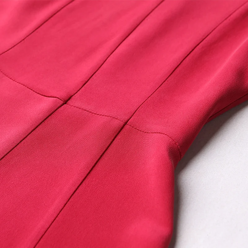 VOA 2017 летнее модное классическое красное шелковое платье новое короткое тонкое