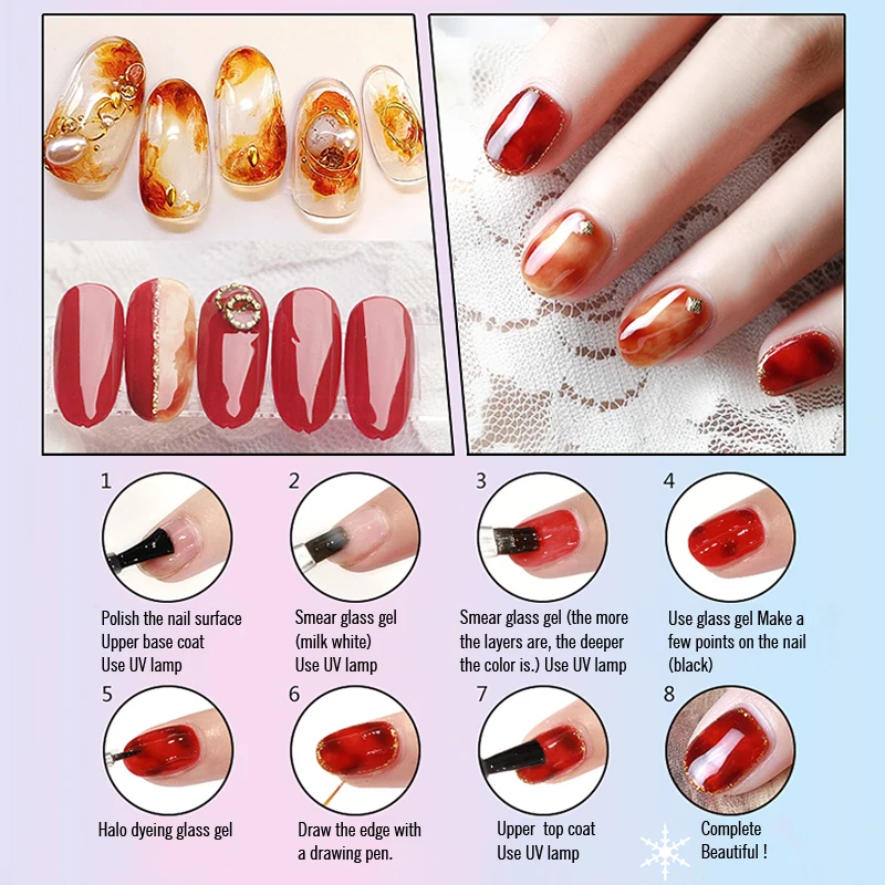 

MIZHSE Amber Looks LED UV Nail Polish Gel Color Soak Off Nail Varnish Shining UV Nail Gel Glue Long Lasting UV Gel Nail Polish