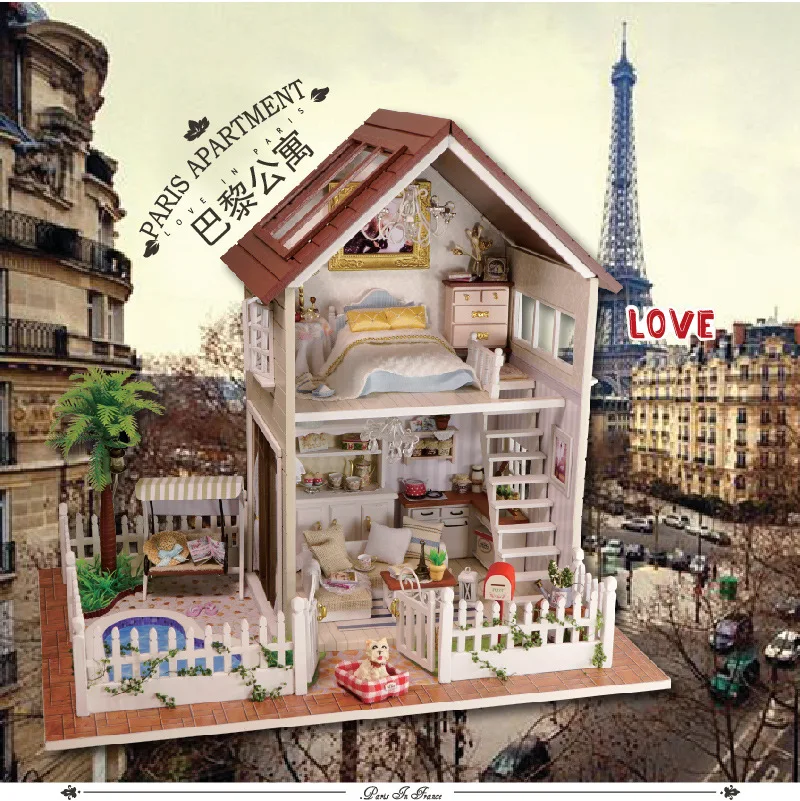 Милый миниатюрный кукольный домик для влюбленных с деревянным мини домом