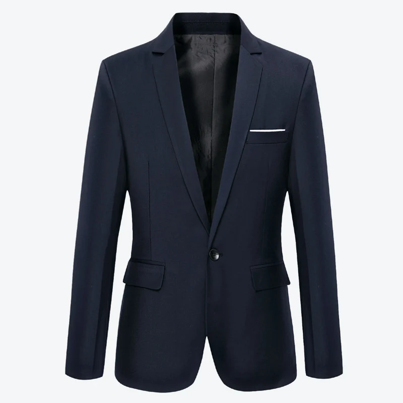 302Navy Blue Мужской костюм, блейзер, Осенний модный тонкий мужской костюм, пальто, повседневный Однотонный мужской свадебный Блейзер, брендовая одежда 3XL - Цвет: 302Navy Blue