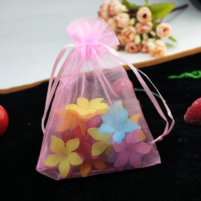 

500pcs/Lot Pink Organza Bags 11x16cm Wedding Favors Jewelry Candy Gifts Packaging Bags Cute Organza Gift Bag Party Supplies