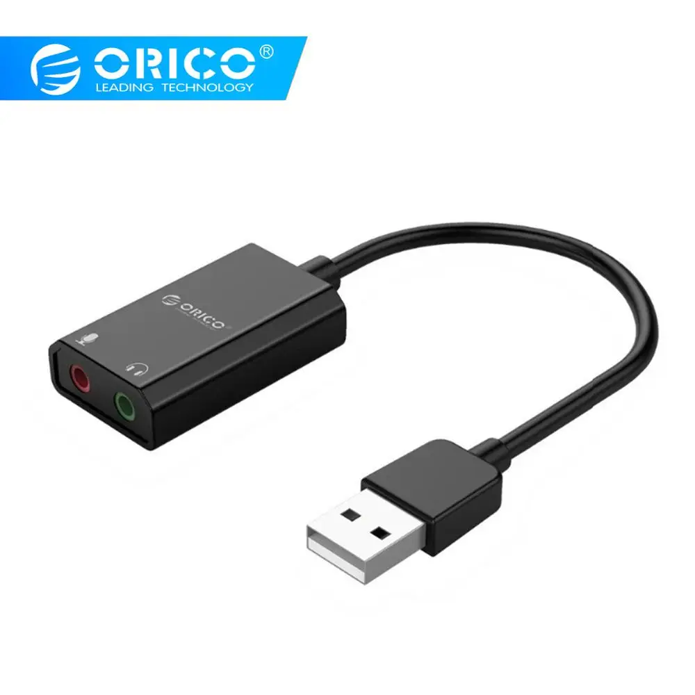 ORICO USB внешняя звуковая карта с портом гарнитуры+ 1 разъем для микрофона 3,5 мм адаптер для отключения звука Регулировка громкости