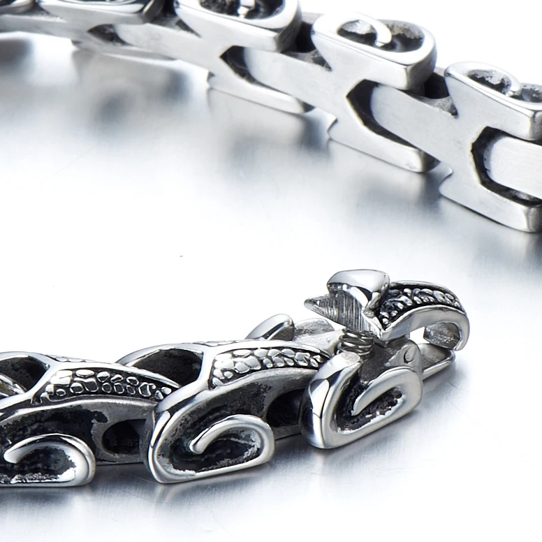 Mens Stainless Steel Biker Capricorn Link Bracelet Gothic 8.6 Inches | Украшения и аксессуары