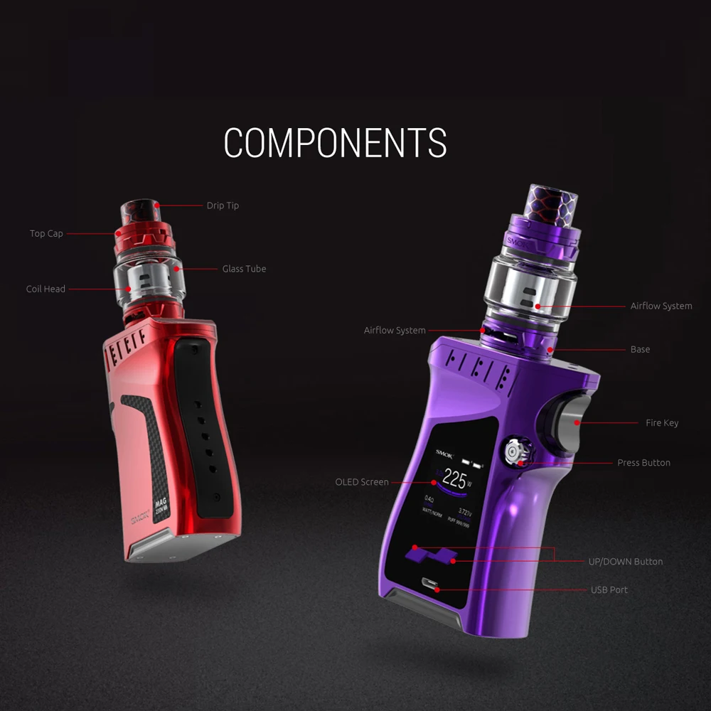 Оригинальный комплект SMOK Mag 225 Вт 8 мл бак TFV12 Prince с аккумулятором электронная