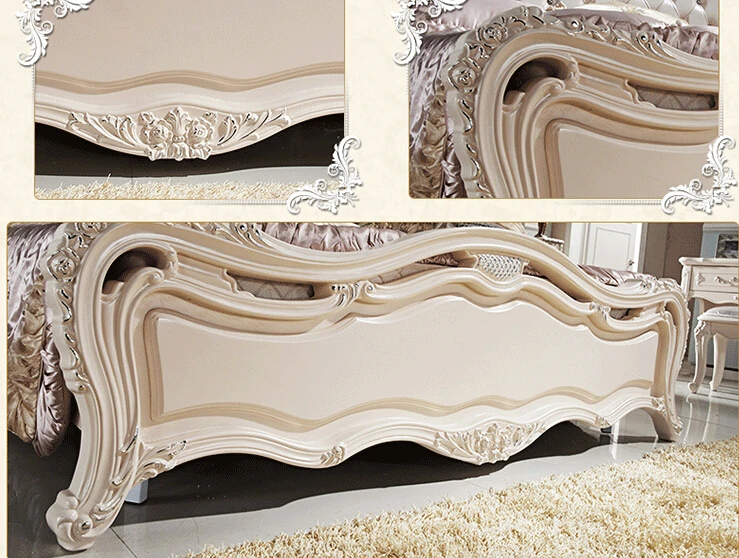 Ручная резьба Роскошный Королевский размер мебель для спальни набор высокая