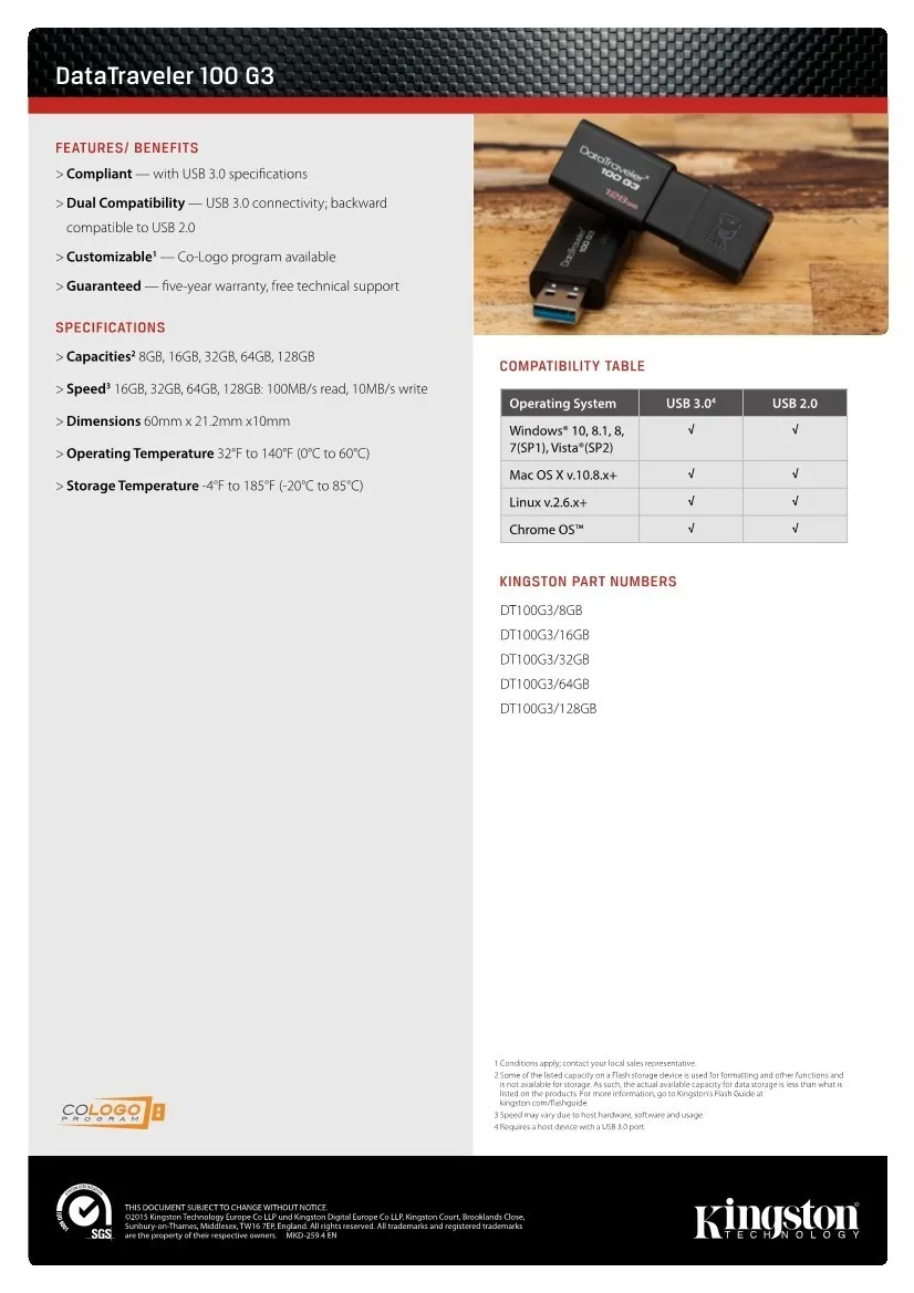 Kingston USB флеш-накопители 64 Гб USB 3,0 DT100G3 флэш-накопитель высокоскоростной Флэш накопитель 64 ГБ cle USB флеш-накопитель