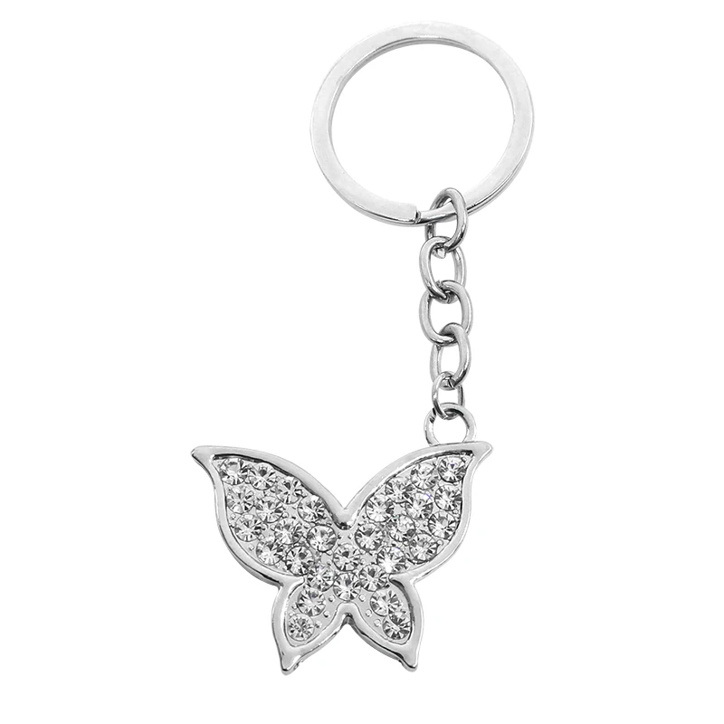 

Trendy Insect Key chains Full White Rhinestone Butterfly Keychain For Women Metal Key Chain Jewelry Gifts Drop Shipping