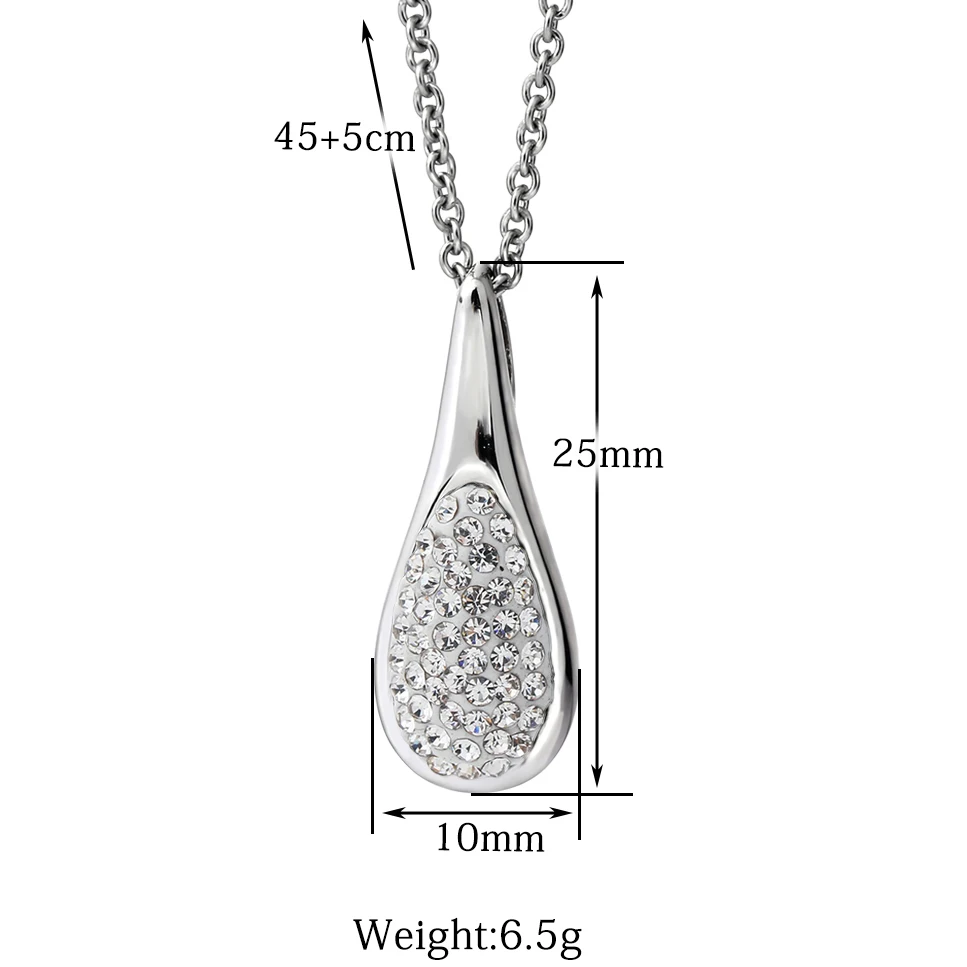 Золото/серебро Цвет Нержавеющая сталь капли воды кулон ожерелья для женщин