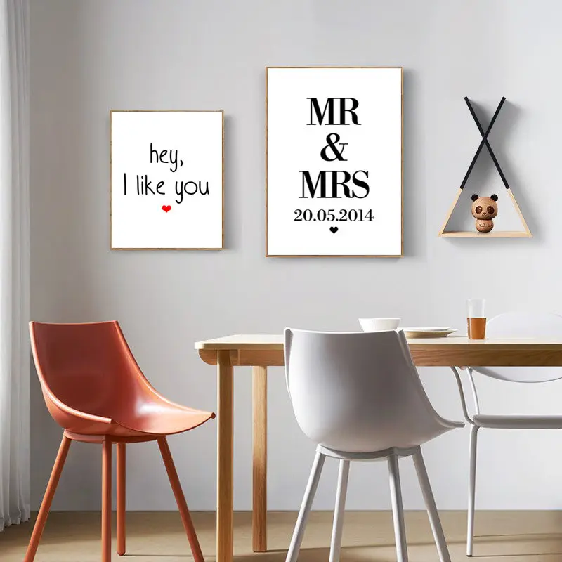 На Заказ Свадебный юбилей Дата английское слово художественный холст постер