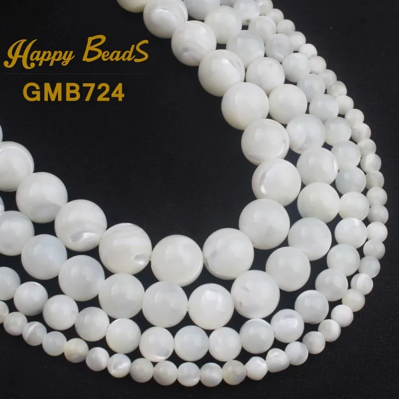 

Natural White Mother Shell Pearl Mop Round Loose Spacer Beads For Jewelry Making 15"Strand Pick Size 4.6.8.10.12MM Drop Shipping