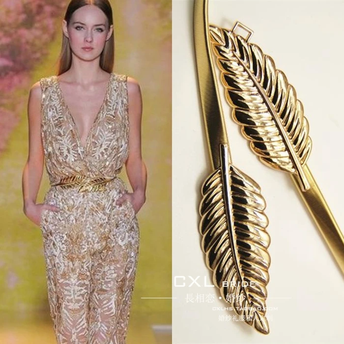 Special Offer~Fashion Leaf Shape Gold &amp Silver Alloy Wedding Belt/ Dress Cummerbunds 988 | Свадьбы и торжества