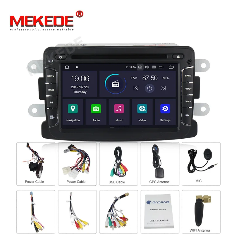 Mekede 7 "android 9 0 Центральный multimidia android gps навигация DVD для Dacia/Duster/Logan/Sandero /Lada Xray 2 DSP