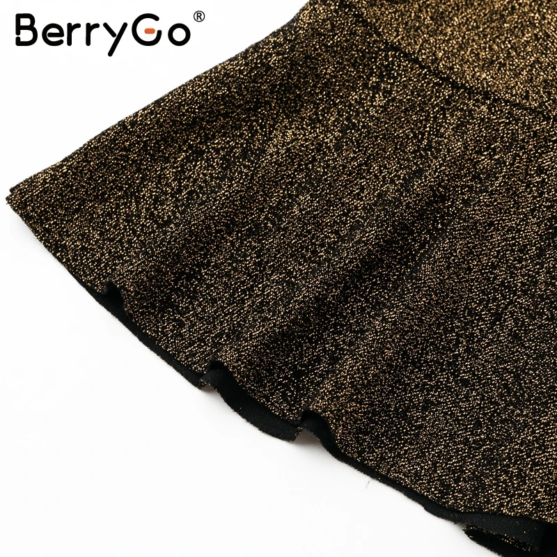 BerryGo глубокий v образным вырезом рябить зима праздничное платье Для женщин bodycon