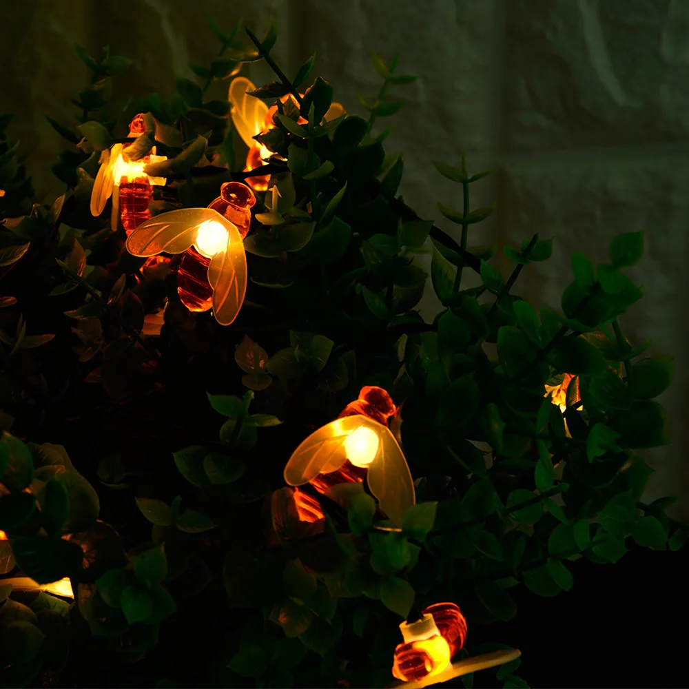 Bee LED String Light 10/20/30/40leds Battery Power Holiday Party Christmas Garland Decoration Fairy Lights | Освещение