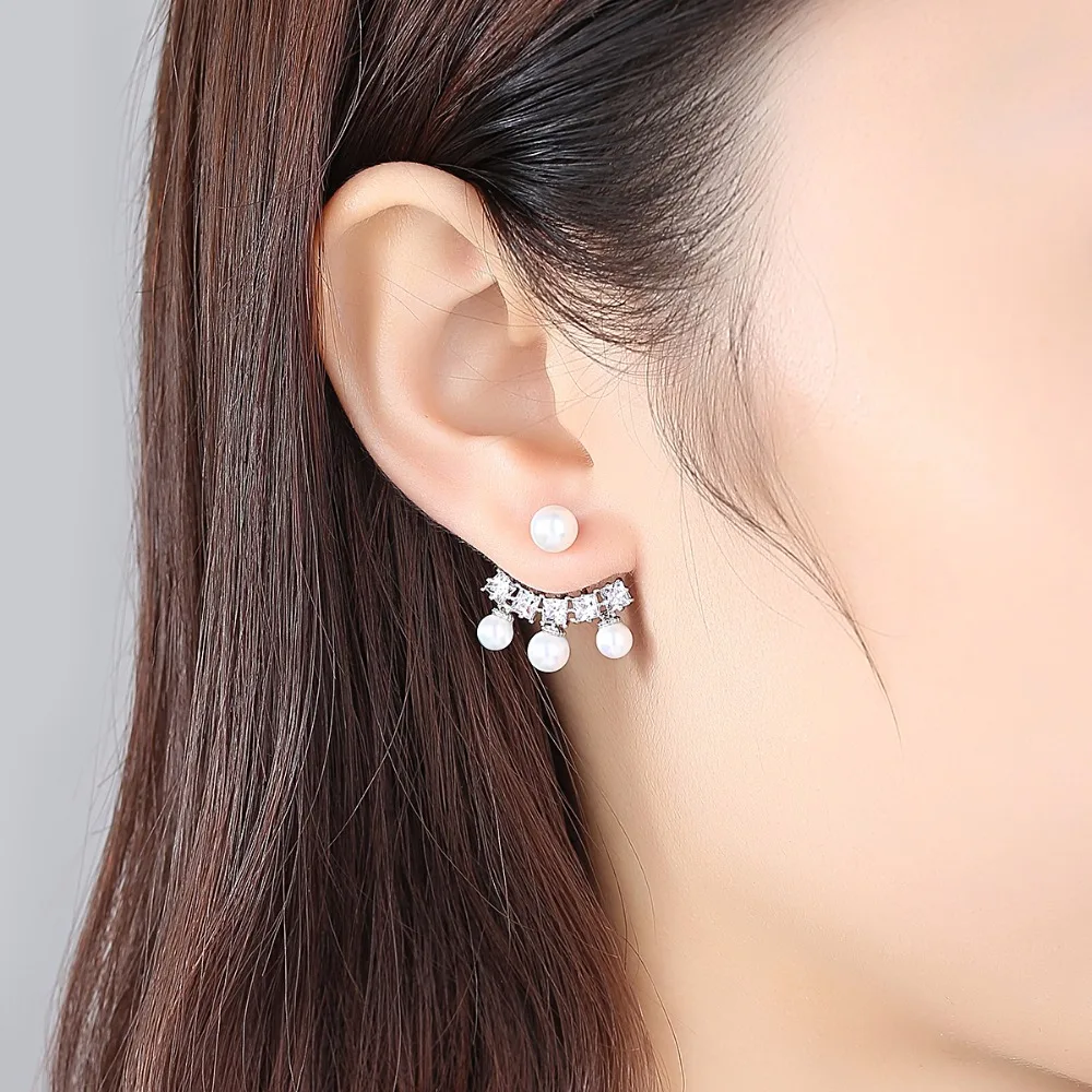 Женские серьги подвески с искусственным жемчугом фианитом|earrings for|dropping earrings for