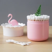 cotton swab storage box cartoon flamingo home toothpick cotton swab bucket with cover large capacity toothpick storage holder