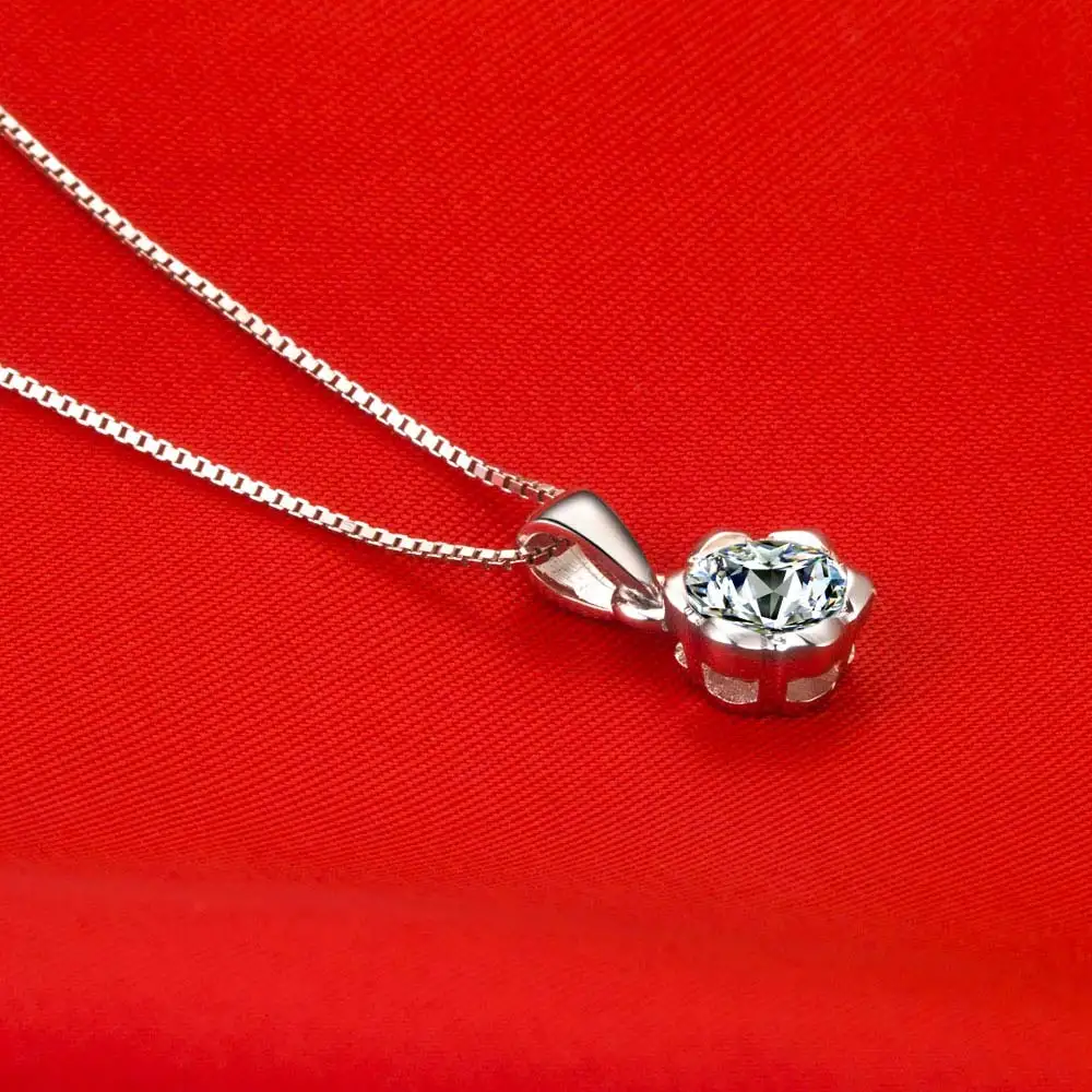 

Celestial Fragrance 0.6Ct 5.5mm G-H Color Round Cut Diamond Pendant Solid 925 sterling silver Necklace with Free Chain