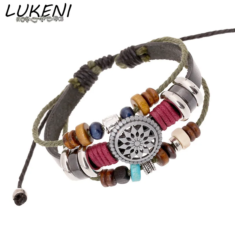 

LUKENI Black Engraved Bead Leather Bracelet Homme Handmade Loom Bands Paracord Bracelets & Bangles Women Men Jewelry SL008