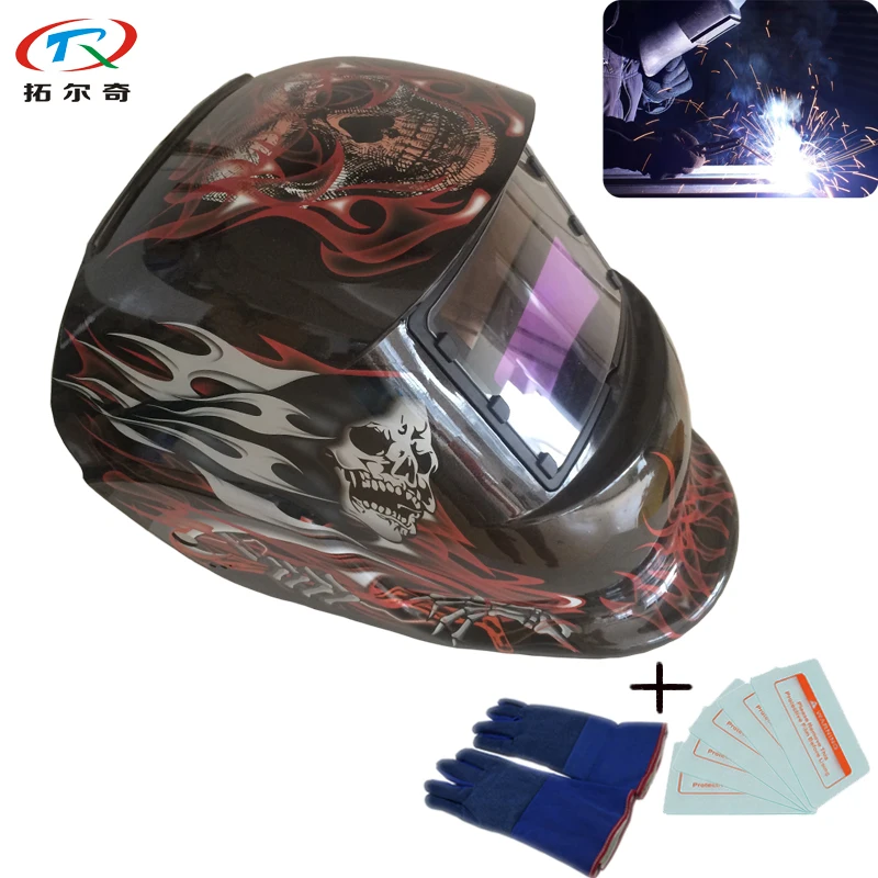 Шлем сварки Tig + перчатка для 5 шт. внешний защитный шлем свободный Регулируемый