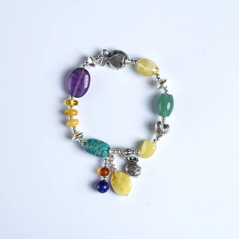 100% Натуральный Янтарный пчелиный воск с множеством сокровищ ручной браслет 999