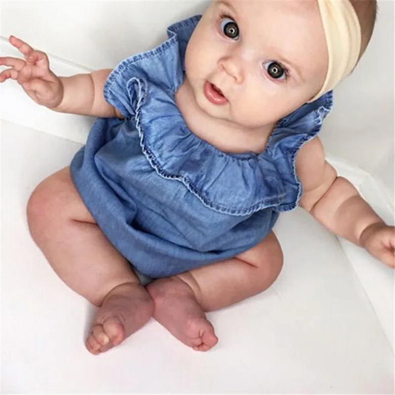 Комбинезон с воротником накидкой для маленьких девочек 2018 летняя одежда