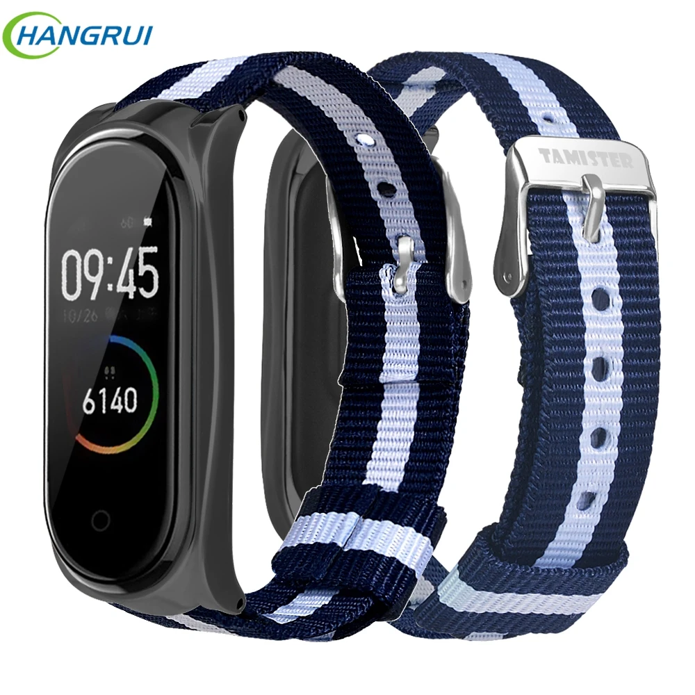 Ремешок для mi Band 4, сменный ремешок из парусины для Xiaomi mi Band 4, дышащий браслет для mi 4, металлический чехол, ремешок для часов