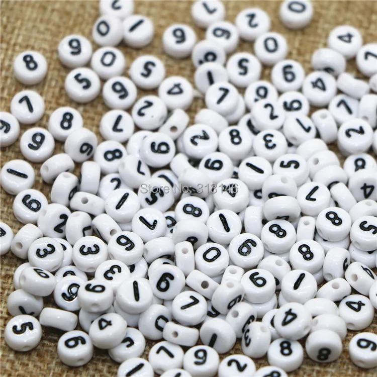 Bulk Wholesale 200pcs Arabic Numerals DIY Loose Spacer Numbers Beads for Handmade Beading Bracelet Necklace Jewelry Making Craft | Украшения