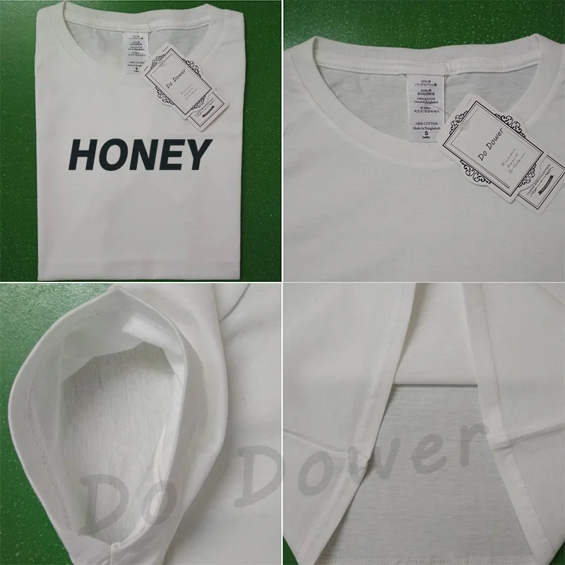 Женская футболка с надписью HONEY белая в стиле Харадзюку коротким рукавом и