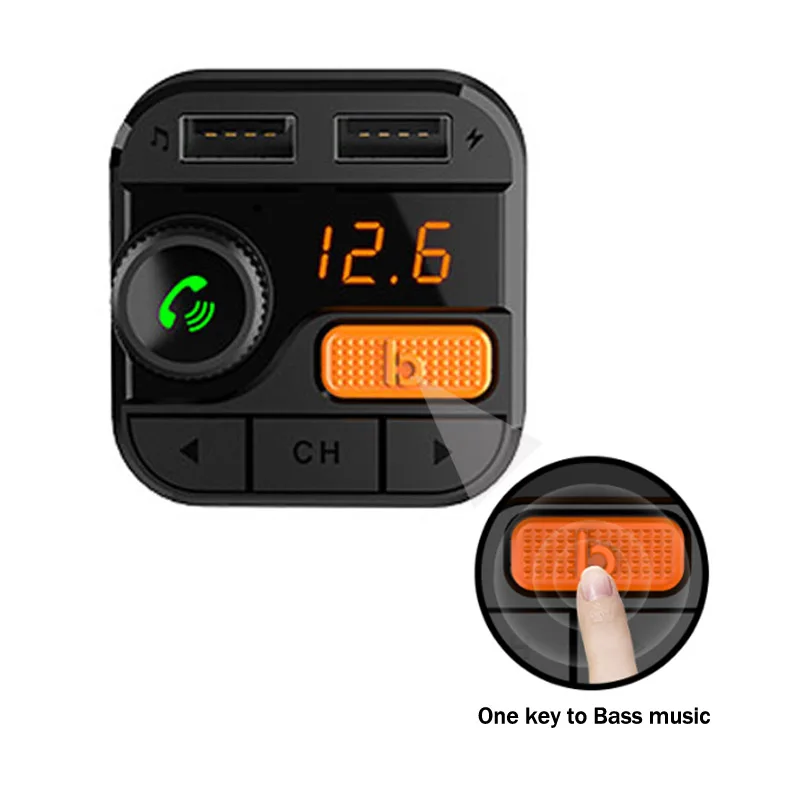 JaJaBor Bluetooth 5,0 Carkit Handsfree fm-передатчик fm-модулятор 3.4A автомобильное зарядное устройство Поддержка TF карты/U диск воспроизведения