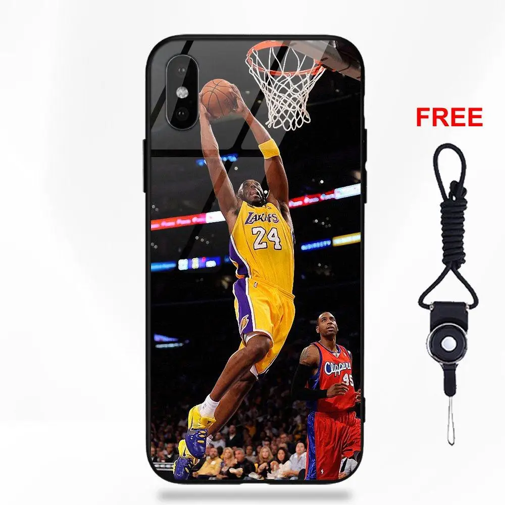 Мягкие TPU оправа закаленное стекло моды дизайн корпуса Kobe Bryant Jersey для Apple iPhone 5 5C 5S