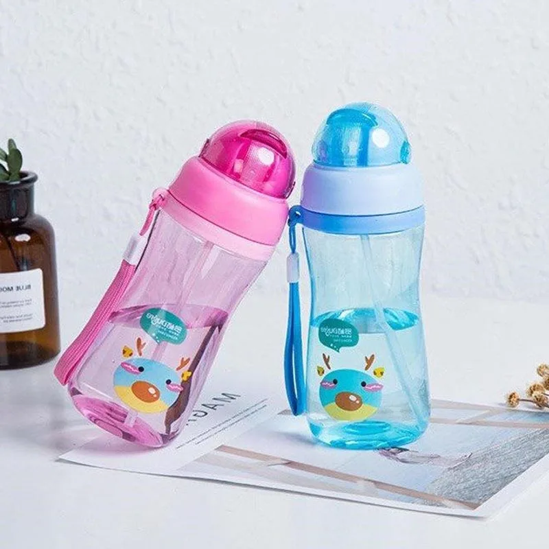 450 мл детская бутылка для воды BPA бесплатно Портативный тритановый пластиковый спортивный шейкер бутылки с соломинками для школы дети ребенок