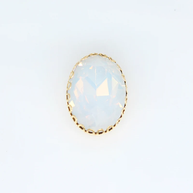 white opal Всех размеров овальной формы Flatback швейные хрусталя камень шить на Стразы ювелирные изделия Золотая основа кружевные коготь 4-бусины с отверстиями для DIY Одежда - Цвет: white opal