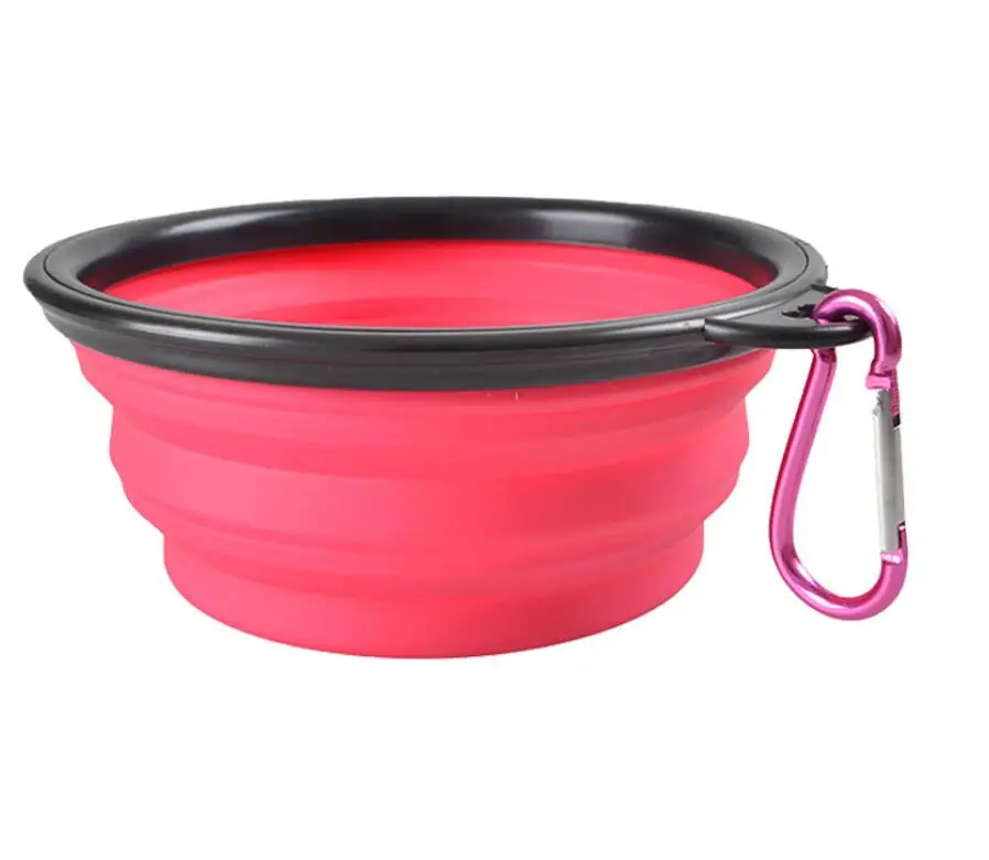 rose red 1 шт Дорожная собачья миска портативная уличная дорожная миска для собак силиконовая складная миска пищевая Питьевая Вода Чаша для продуктов - Цвет: rose red
