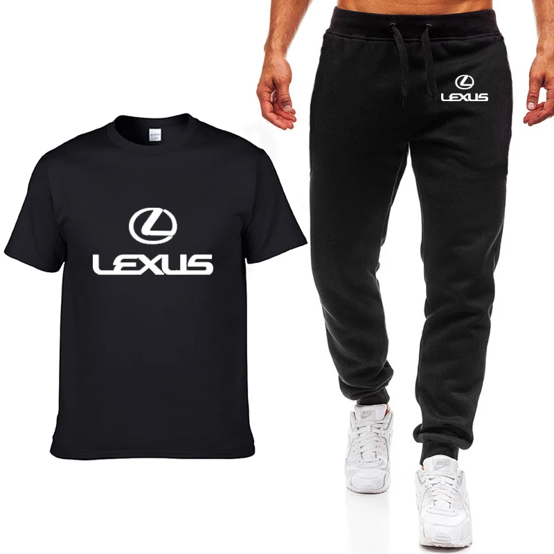 

Fashion Summer Men T Shirts Lexus Car Logo Print HipHop Casual Cotton Short Sleeve high quality T-shirt pants suit Men Clothing