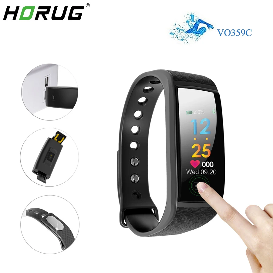 HORUG умный Браслет фитнес трекер Bluetooth экран Шагомер большой сенсорный для