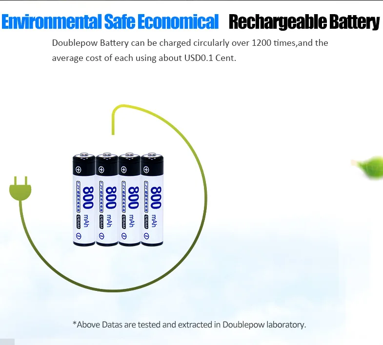 4 шт./лот doulepow DP-AAA800mAh 1,2 в Ni-MH аккумуляторная батарея в фактической высокой емкости батареи 800 мАч