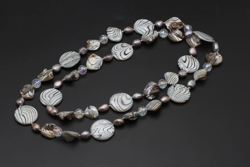 Fashion natural freshwater pearl necklace for women long mother of pearl necklace bohemia Baroque sweater necklace gift