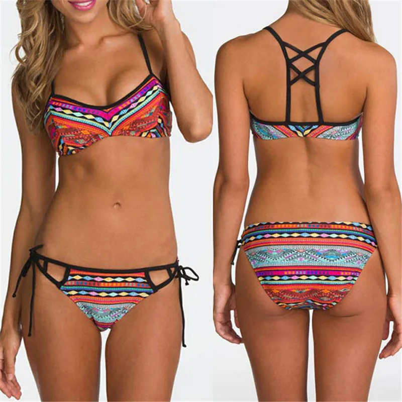 Женский купальник с пуш ап gline бикини цветочным принтом и низкой талией пляжная