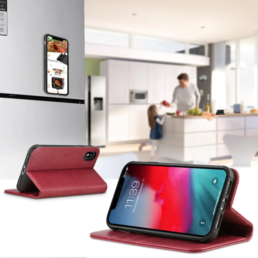 Чехол бумажник tuch для iPhone XS RFID Блокировка 2 в 1 Подставка кредитных карт чехол