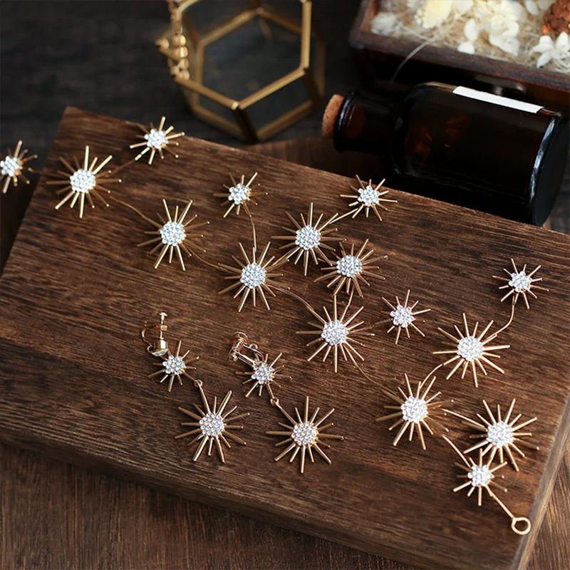 Мягкая золотая цепочка с подсолнухом Стразы Тиары Корона обруч для волос