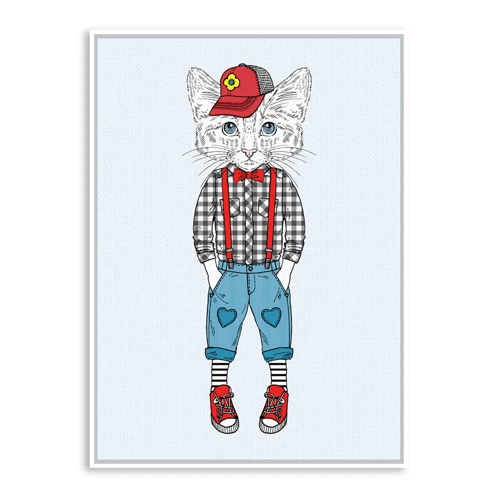 Большой художественный постер с принтом животных кошек мультфильмов А4 хиппи