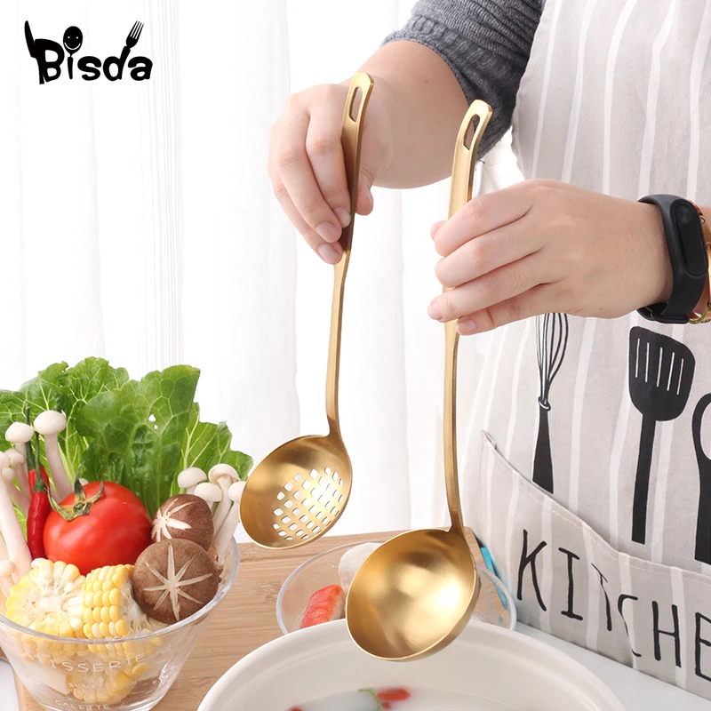 Кухонная посуда из нержавеющей стали 2 шт. матовый ковш для супа и аксессуары